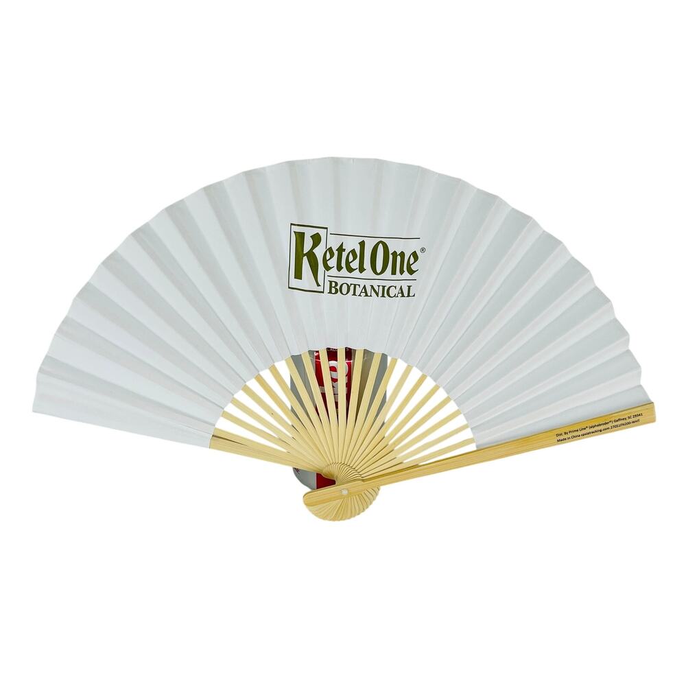 Ketel One Botanical White Foldable Portable Personal Handheld Paper Fan - NWOT